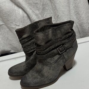 Massini Charcoal Ankle Boots with Buckle Detail